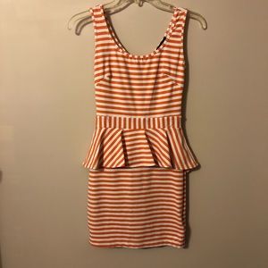 Bebe Coral stripped peplum dress